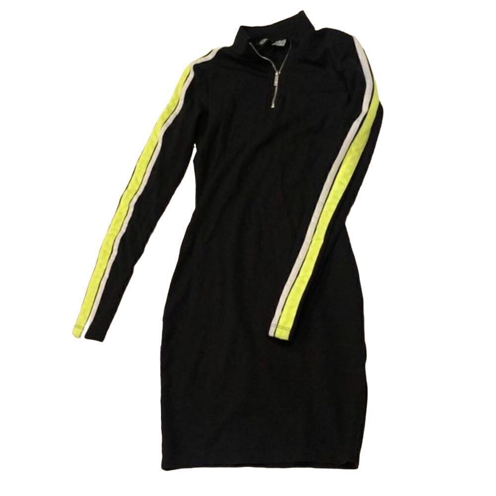 Divided H&M long sleeve neon arm stripe color block body hugging hotness